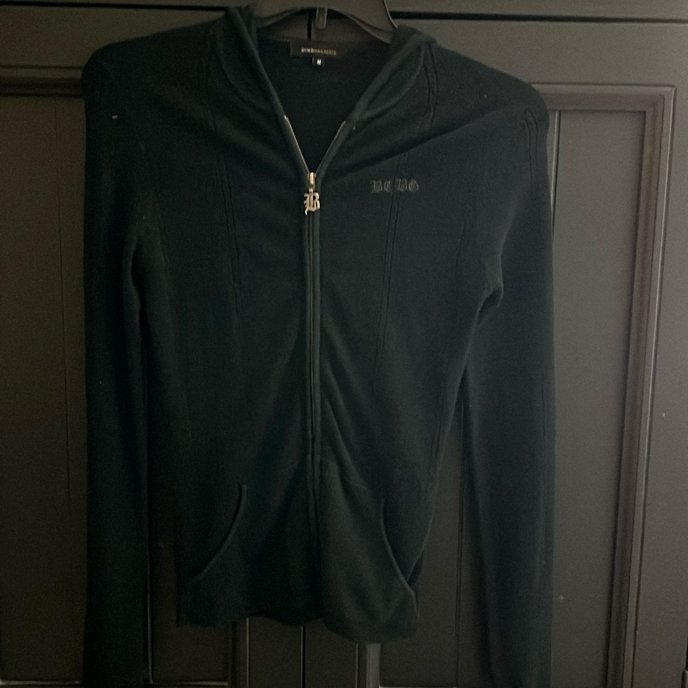 BCBGMaxAzria Zip Up Black Cardigan Size Medium